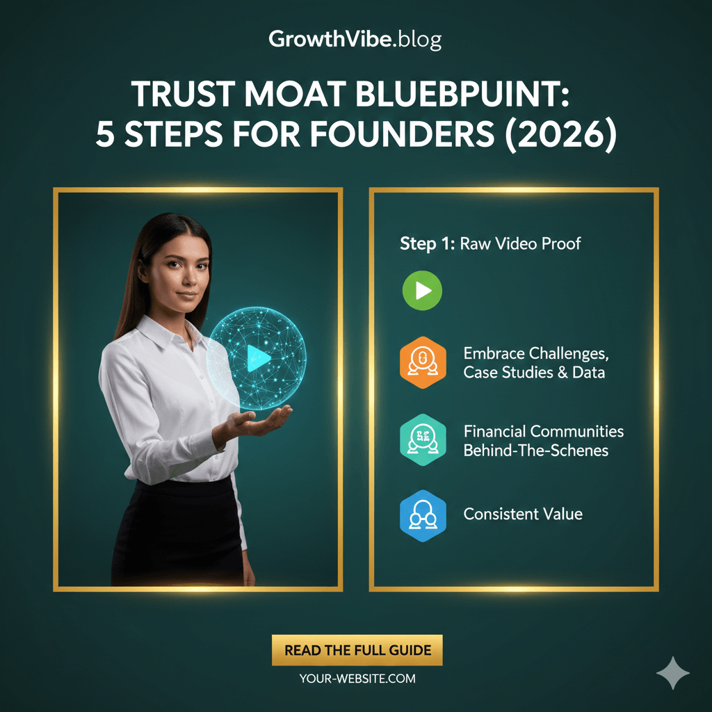 Build a trust moat for personal brand authority through this 5-step digital credibility infographic.